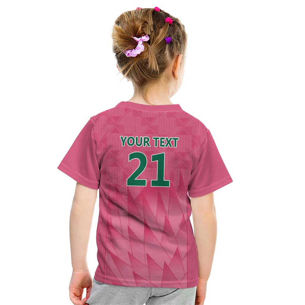 South Africa Cricket Custom Kid T Shirt Proteas Pink