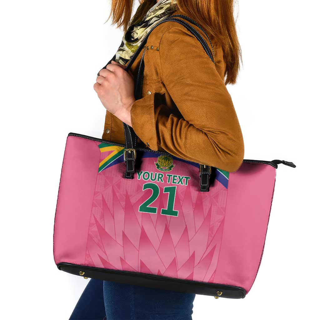 South Africa Cricket Custom Leather Tote Bag Proteas Pink