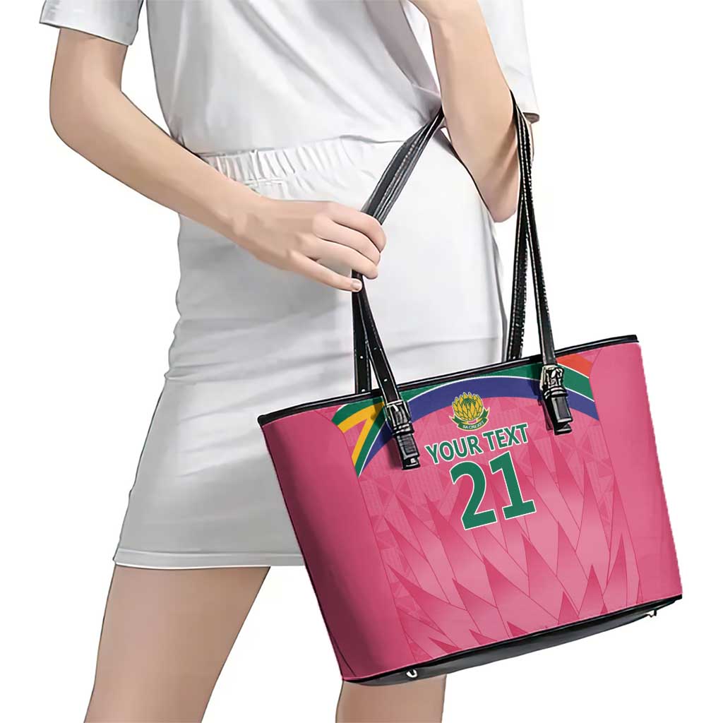 South Africa Cricket Custom Leather Tote Bag Proteas Pink