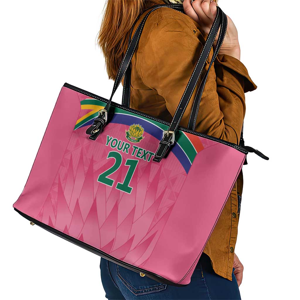 South Africa Cricket Custom Leather Tote Bag Proteas Pink