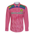 South Africa Cricket Custom Long Sleeve Button Shirt Proteas Pink