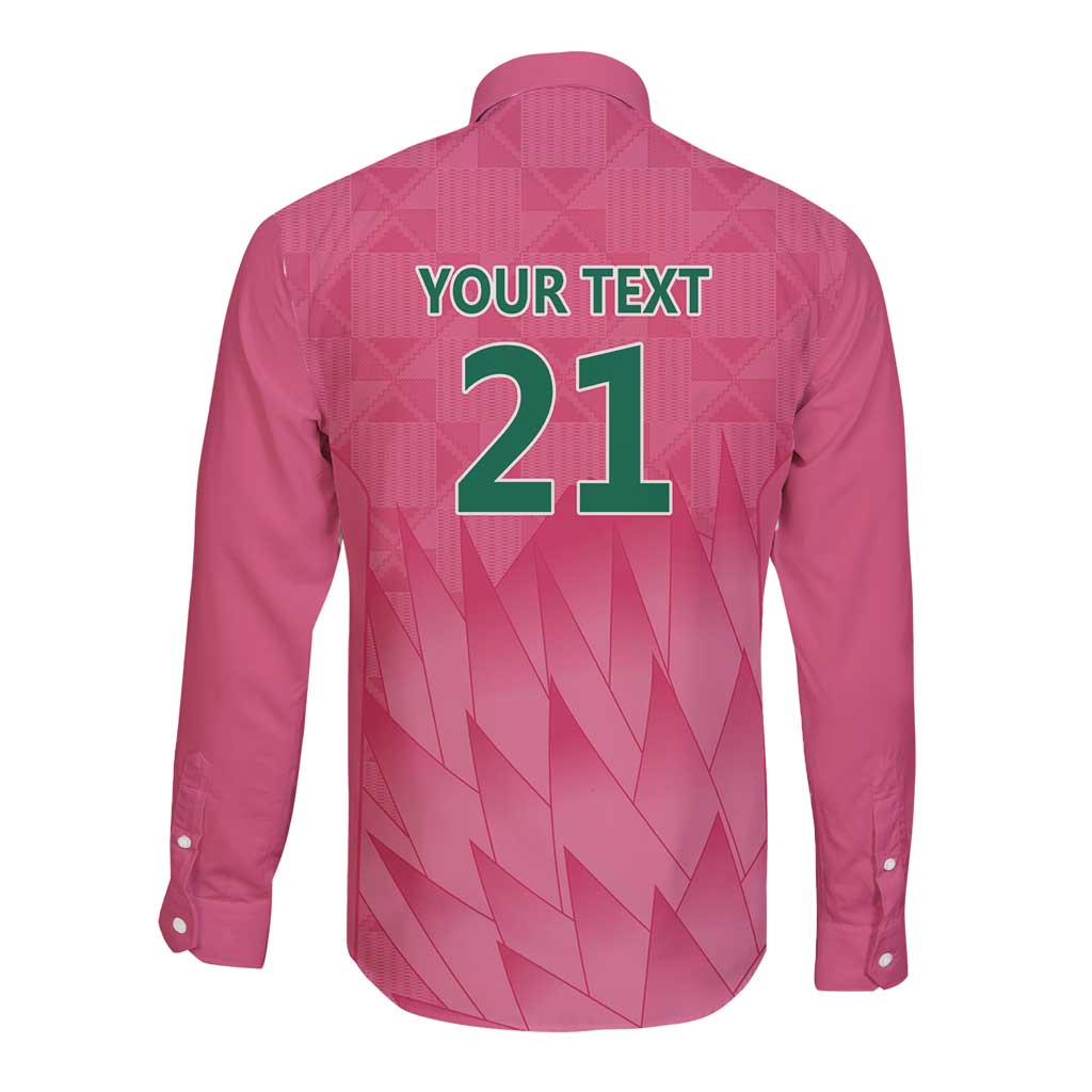 South Africa Cricket Custom Long Sleeve Button Shirt Proteas Pink
