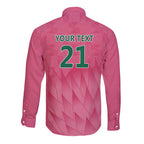 South Africa Cricket Custom Long Sleeve Button Shirt Proteas Pink