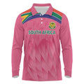 South Africa Cricket Custom Long Sleeve Polo Shirt Proteas Pink