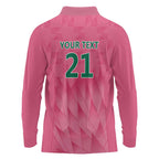 South Africa Cricket Custom Long Sleeve Polo Shirt Proteas Pink