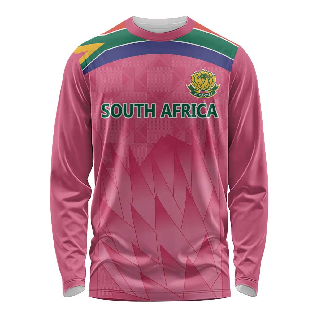 South Africa Cricket Custom Long Sleeve Shirt Proteas Pink