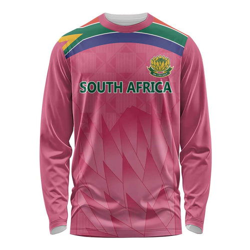 South Africa Cricket Custom Long Sleeve Shirt Proteas Pink