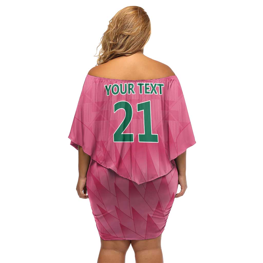 South Africa Cricket Custom Off Shoulder Short Dress Proteas Pink