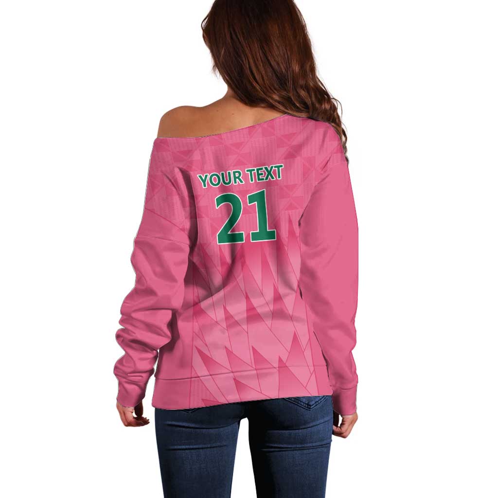 South Africa Cricket Custom Off Shoulder Sweater Proteas Pink