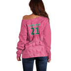 South Africa Cricket Custom Off Shoulder Sweater Proteas Pink