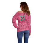 South Africa Cricket Custom Off Shoulder Sweater Proteas Pink