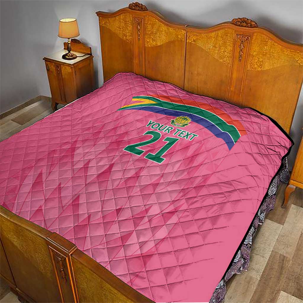 South Africa Cricket Custom Quilt Proteas Pink