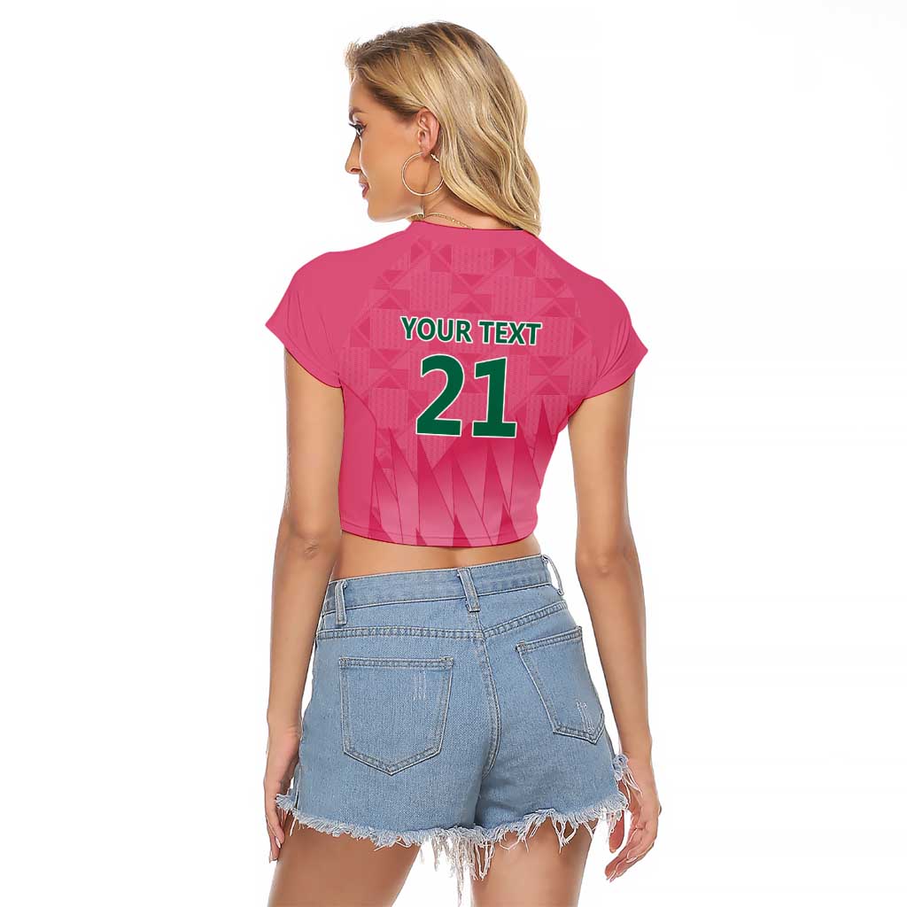South Africa Cricket Custom Raglan Cropped T Shirt Proteas Pink