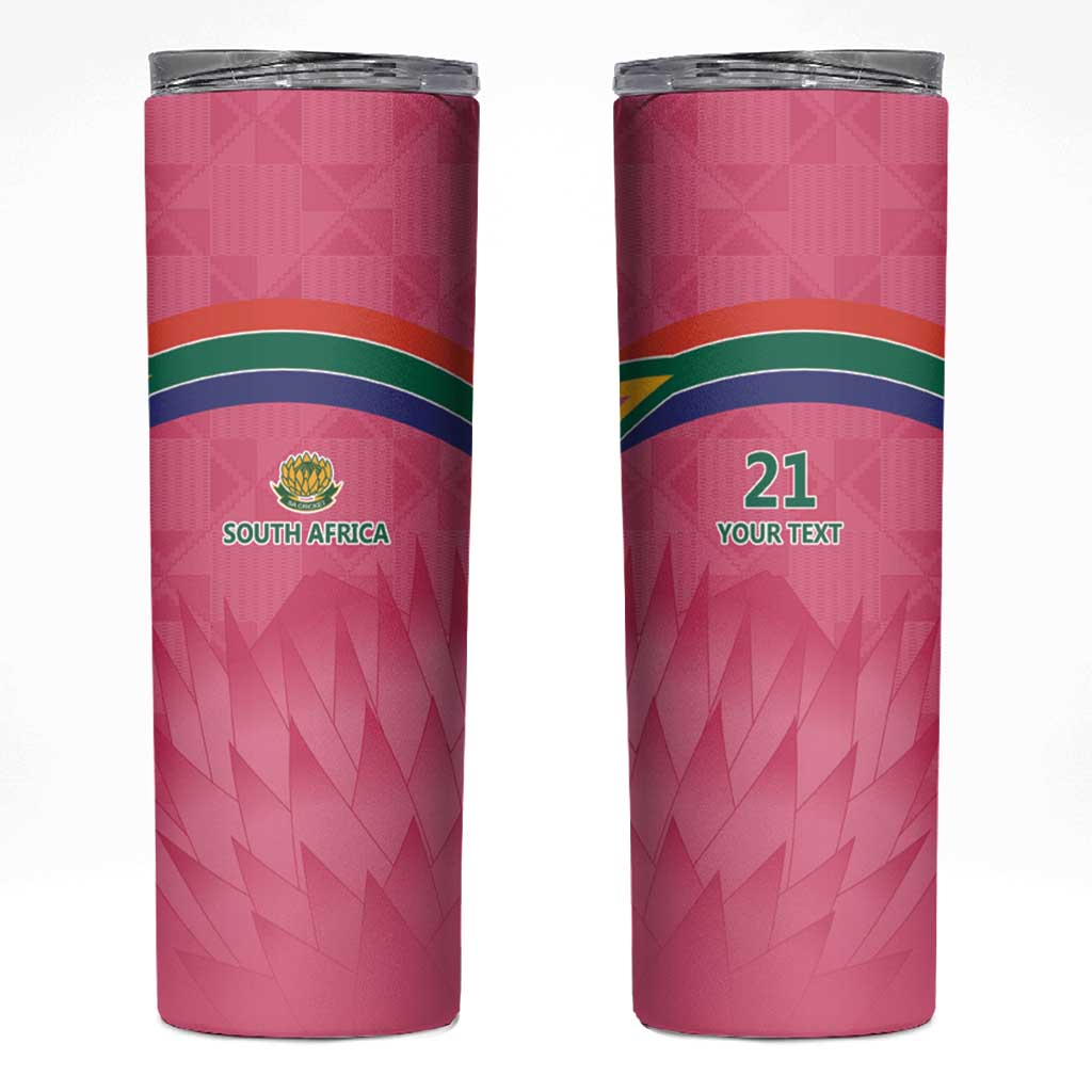 South Africa Cricket Custom Skinny Tumbler Proteas Pink