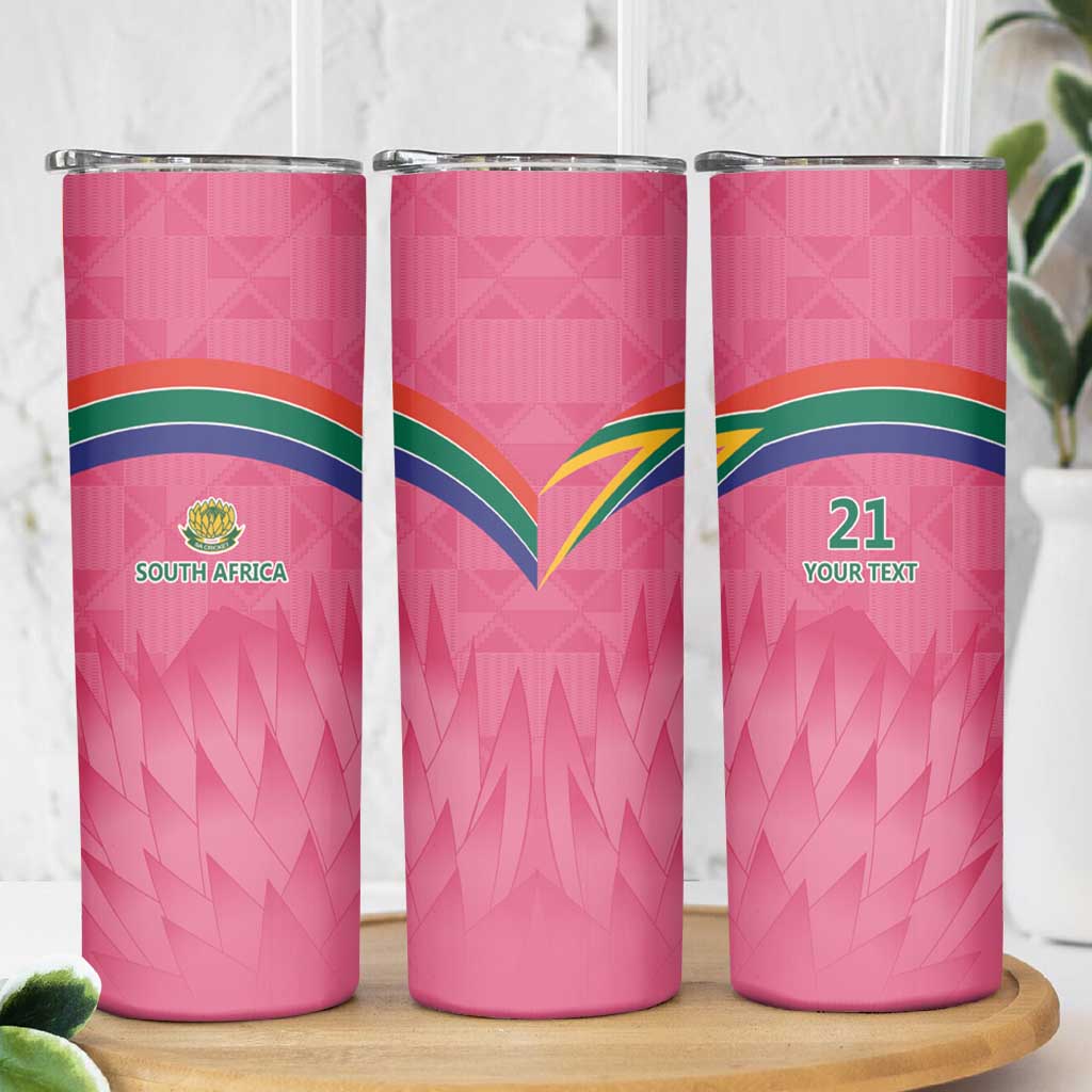 South Africa Cricket Custom Skinny Tumbler Proteas Pink