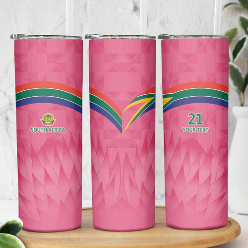 South Africa Cricket Custom Skinny Tumbler Proteas Pink