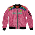 South Africa Cricket Custom Sleeve Zip Bomber Jacket Proteas Pink