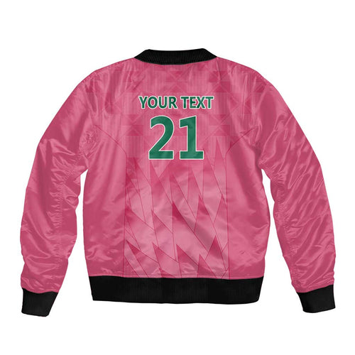 South Africa Cricket Custom Sleeve Zip Bomber Jacket Proteas Pink