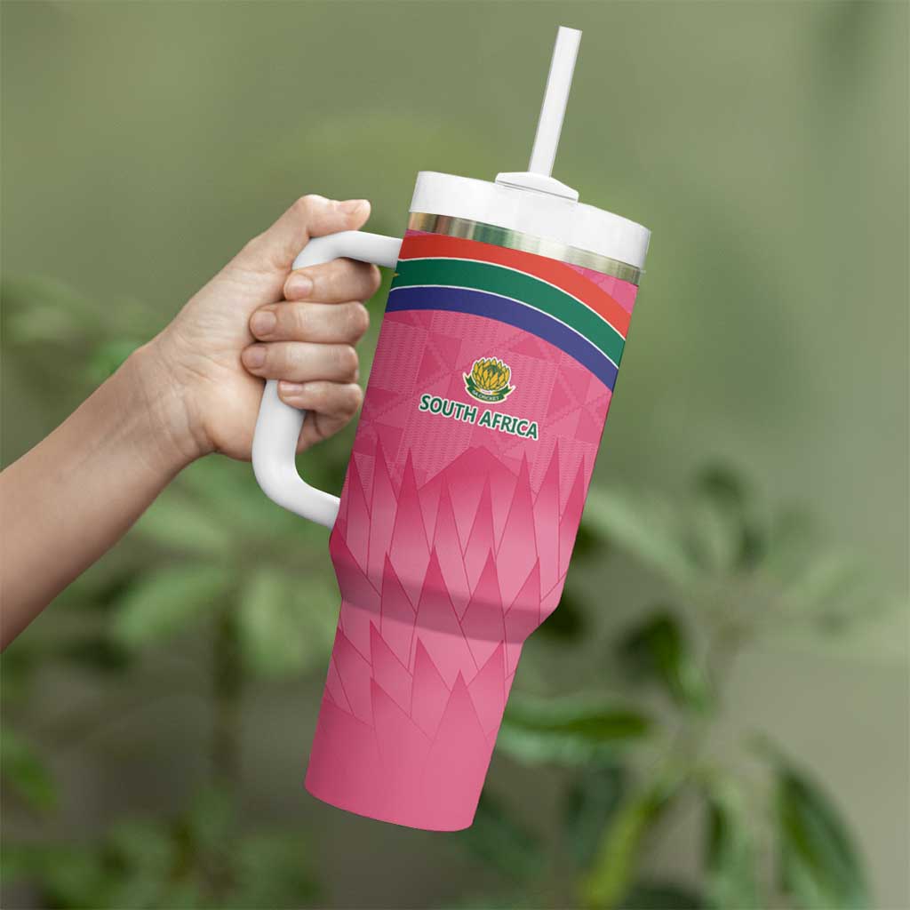 South Africa Cricket Custom Tumbler With Handle Proteas Pink