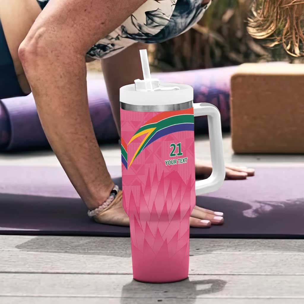 South Africa Cricket Custom Tumbler With Handle Proteas Pink