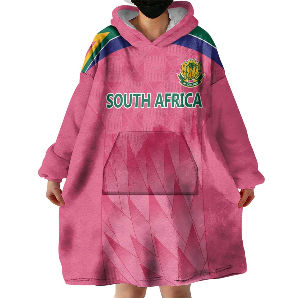South Africa Cricket Custom Wearable Blanket Hoodie Proteas Pink