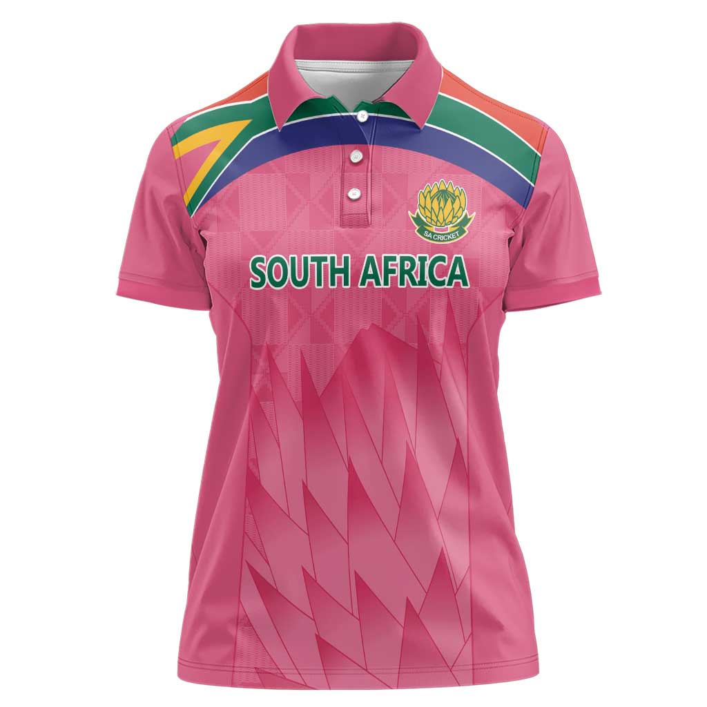 South Africa Cricket Custom Women Polo Shirt Proteas Pink