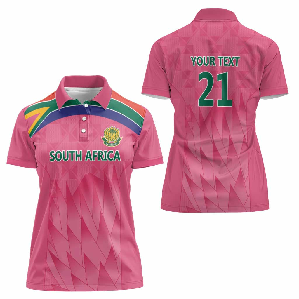 South Africa Cricket Custom Women Polo Shirt Proteas Pink