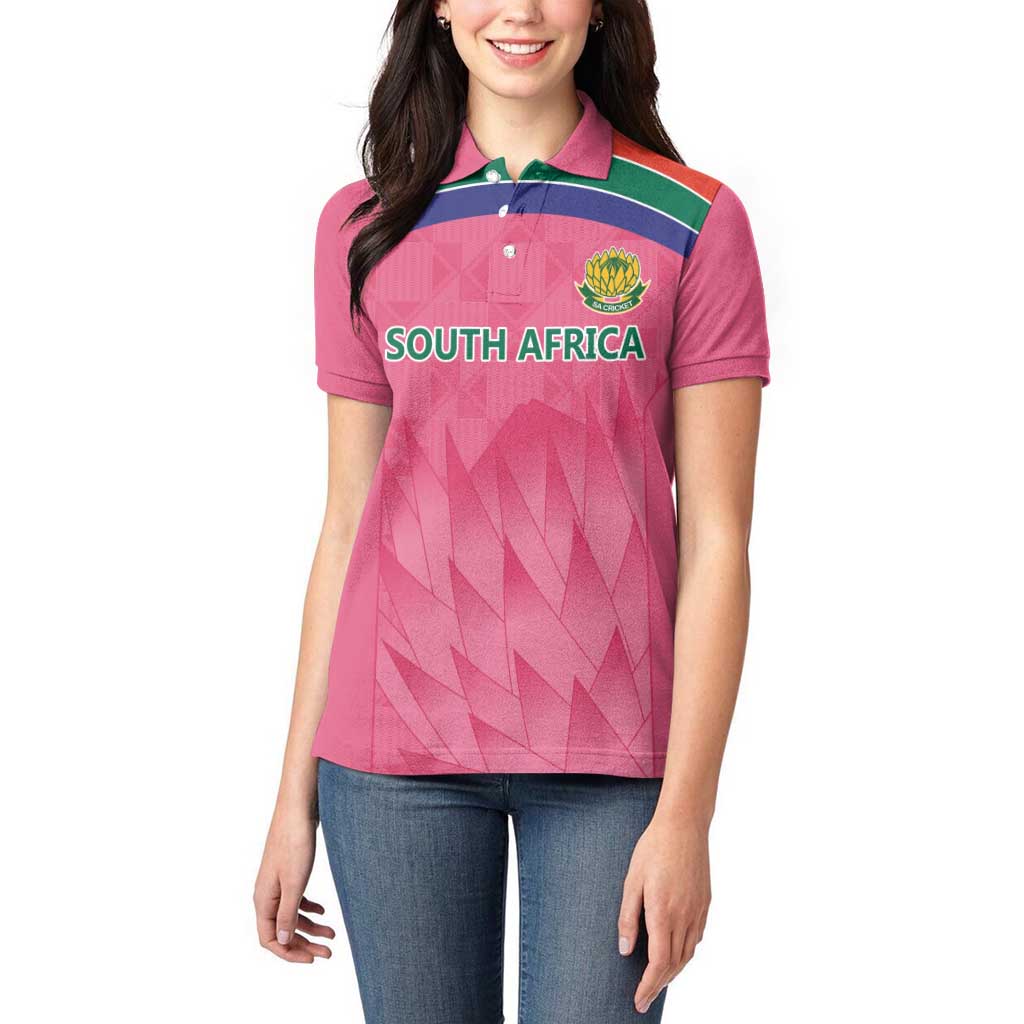 South Africa Cricket Custom Women Polo Shirt Proteas Pink