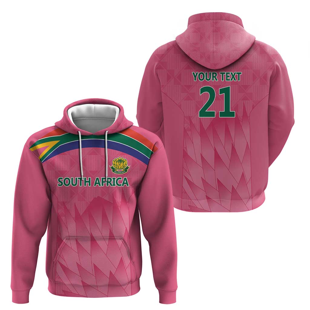 South Africa Cricket Custom Zip Hoodie Proteas Pink