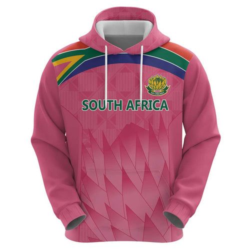 South Africa Cricket Custom Zip Hoodie Proteas Pink