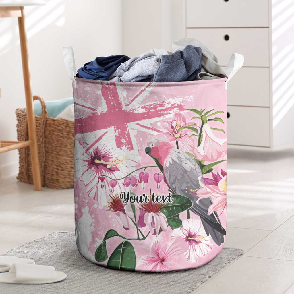 Personalised Australia Day Laundry Basket Pink Parrot Bird Opal Art - Aussie Hoodie