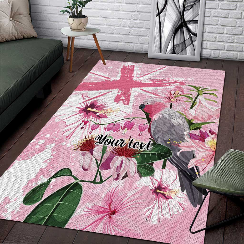 Personalised Australia Day Area Rug Pink Parrot Bird Opal Art - Aussie Hoodie