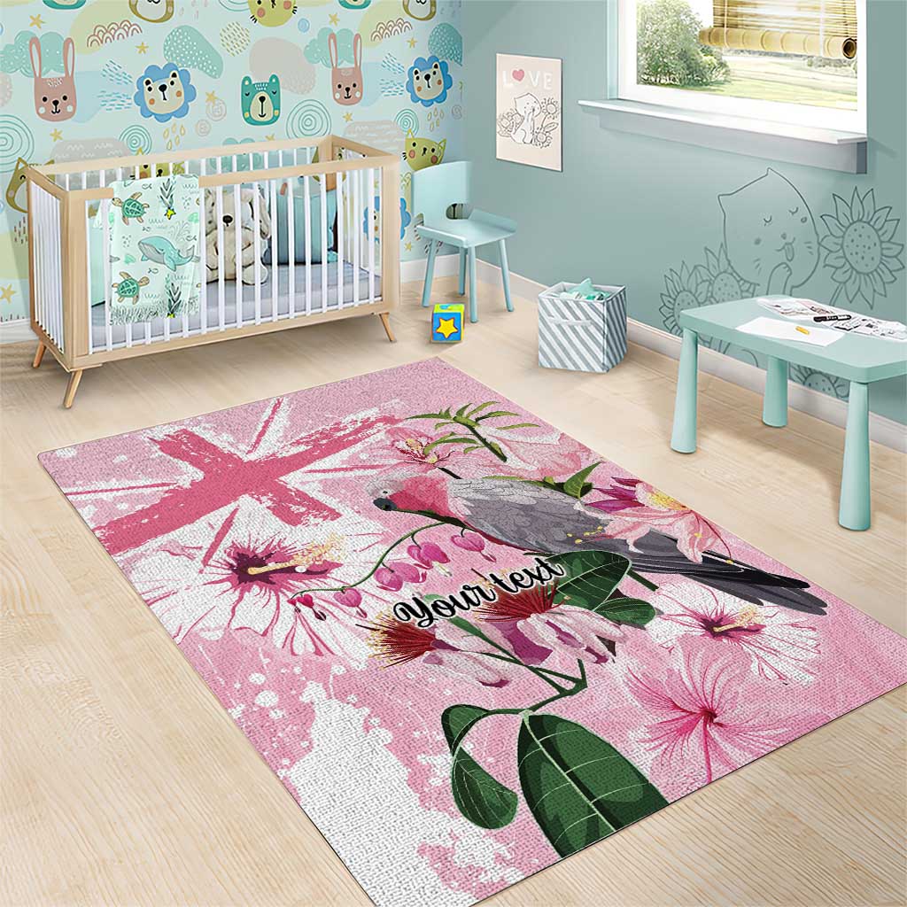 Personalised Australia Day Area Rug Pink Parrot Bird Opal Art - Aussie Hoodie