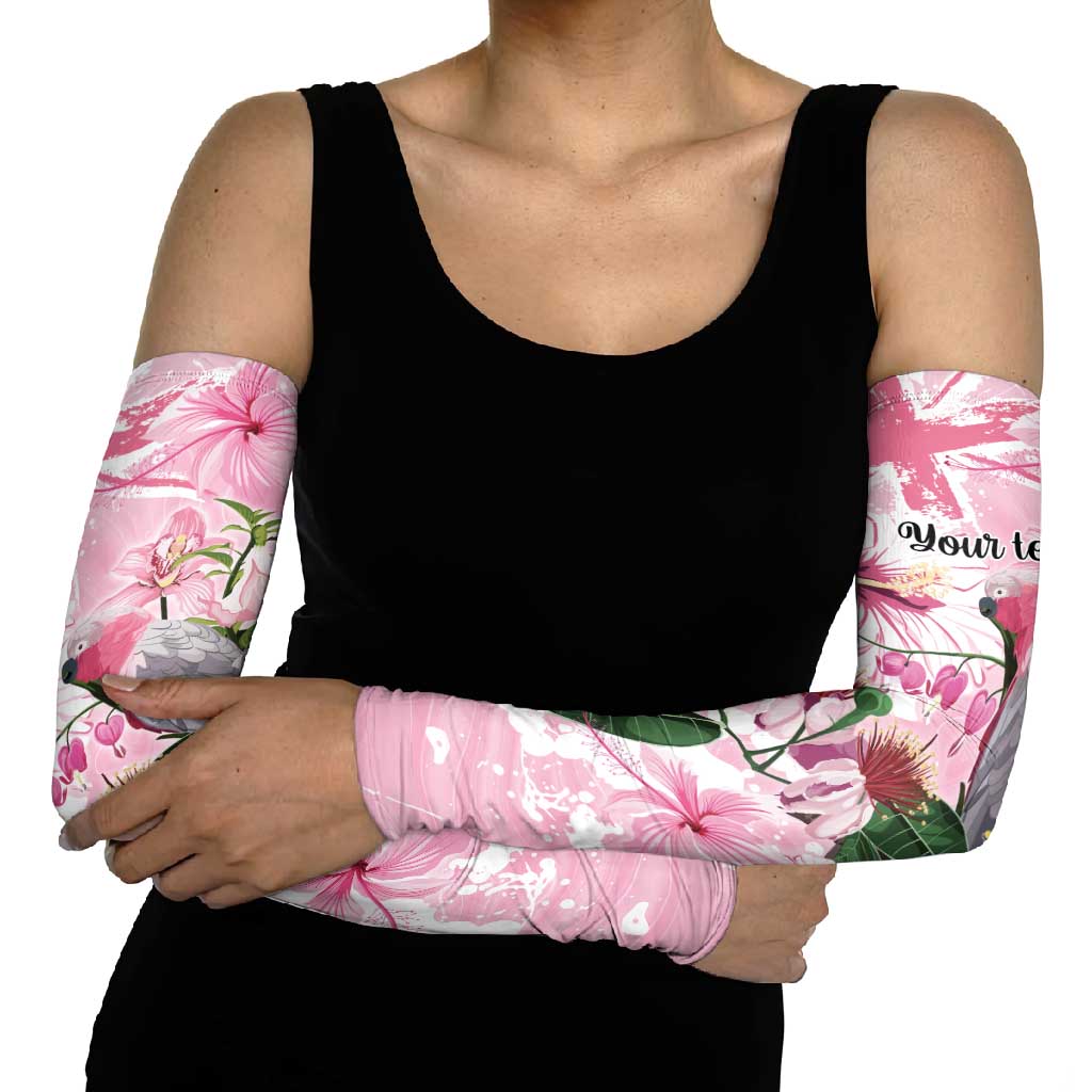 Personalised Australia Day Arm Sleeves Pink Parrot Bird Opal Art - Aussie Hoodie