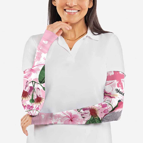 Personalised Australia Day Arm Sleeves Pink Parrot Bird Opal Art - Aussie Hoodie