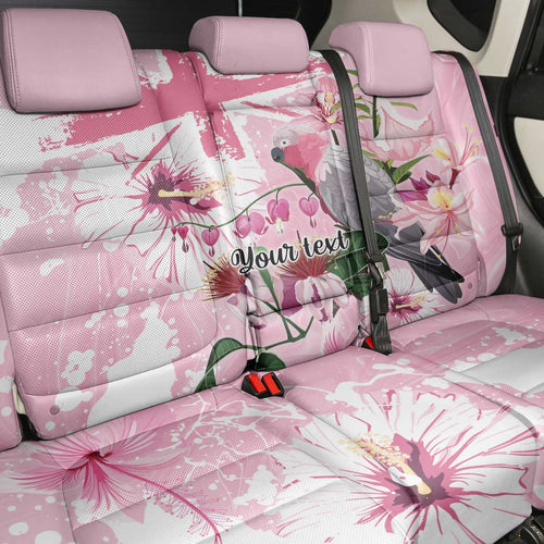 Personalised Australia Day Back Car Seat Cover Pink Parrot Bird Opal Art - Aussie Hoodie