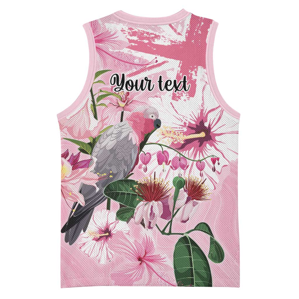 Personalised Australia Day Basketball Jersey Pink Parrot Bird Opal Art - Aussie Hoodie