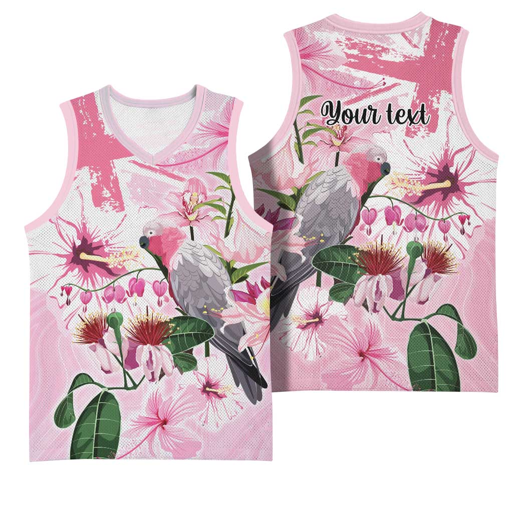 Personalised Australia Day Basketball Jersey Pink Parrot Bird Opal Art - Aussie Hoodie