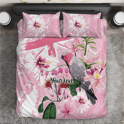 Personalised Australia Day Bedding Set Pink Parrot Bird Opal Art - Aussie Hoodie