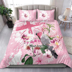 Personalised Australia Day Bedding Set Pink Parrot Bird Opal Art - Aussie Hoodie
