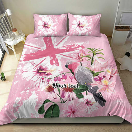 Personalised Australia Day Bedding Set Pink Parrot Bird Opal Art - Aussie Hoodie