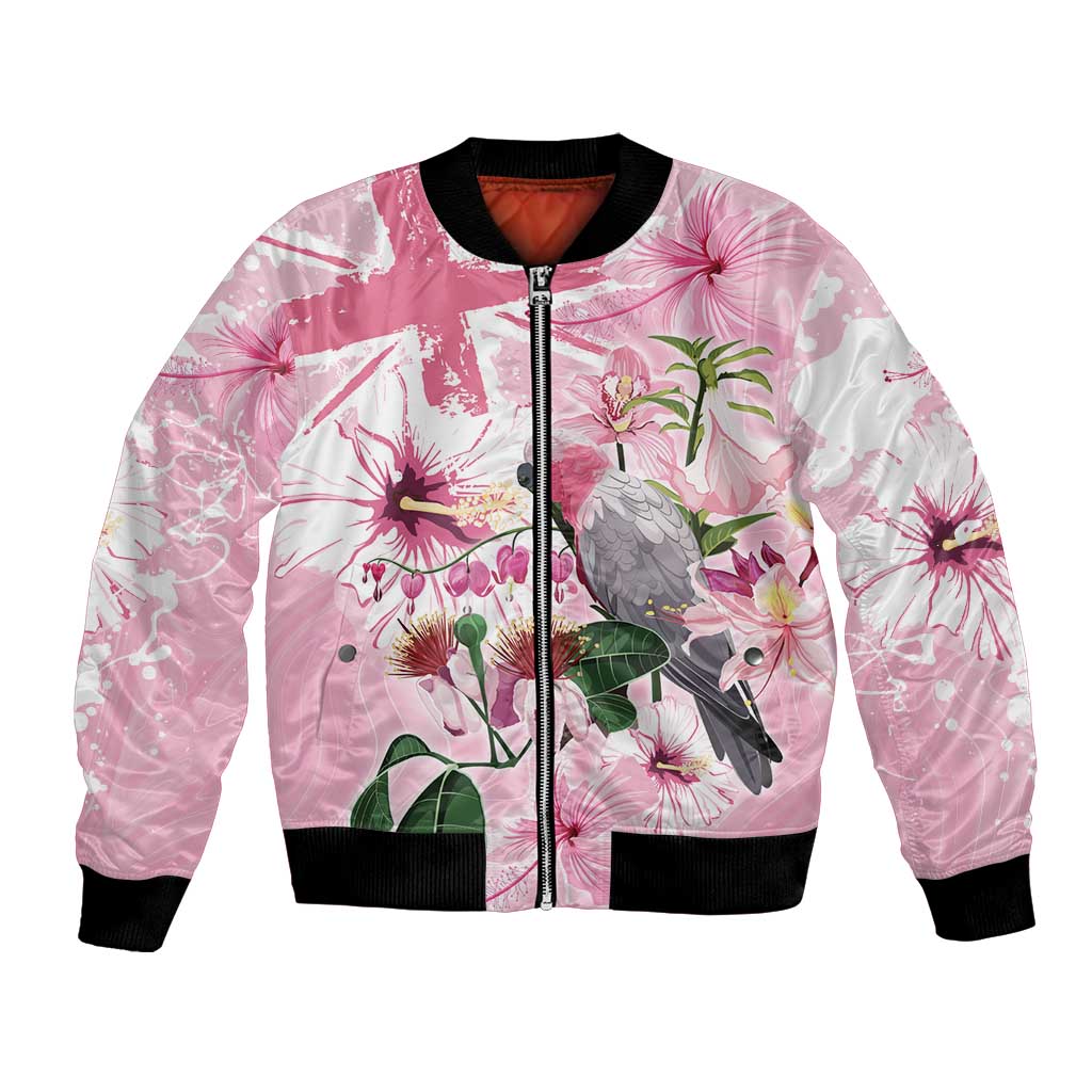 Personalised Australia Day Bomber Jacket Pink Parrot Bird Opal Art - Aussie Hoodie