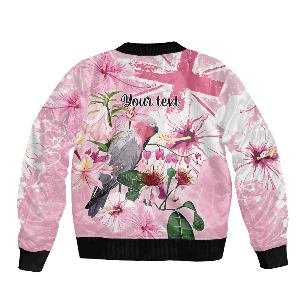 Personalised Australia Day Bomber Jacket Pink Parrot Bird Opal Art - Aussie Hoodie