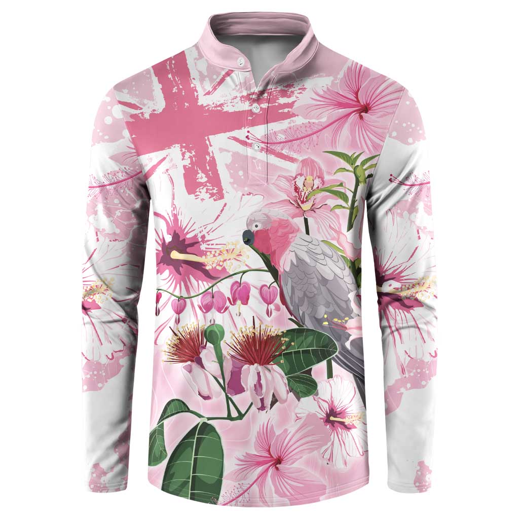 Personalised Australia Day Button Sweatshirt Pink Parrot Bird Opal Art - Aussie Hoodie