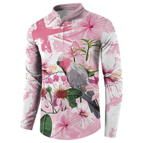 Personalised Australia Day Button Sweatshirt Pink Parrot Bird Opal Art - Aussie Hoodie