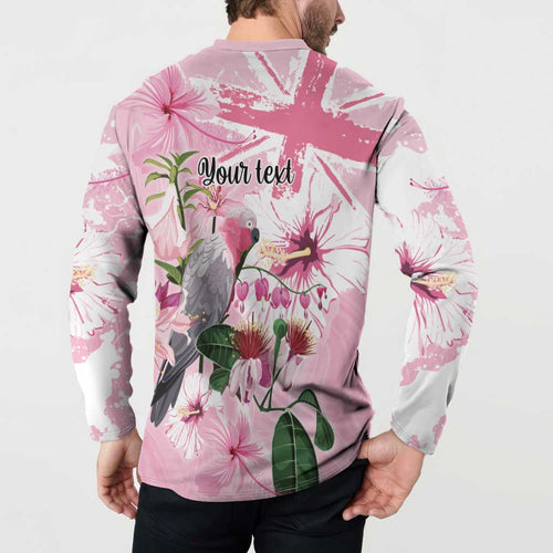 Personalised Australia Day Button Sweatshirt Pink Parrot Bird Opal Art - Aussie Hoodie