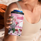 Personalised Australia Day 4 in 1 Can Cooler Tumbler Pink Parrot Bird Opal Art - Aussie Hoodie