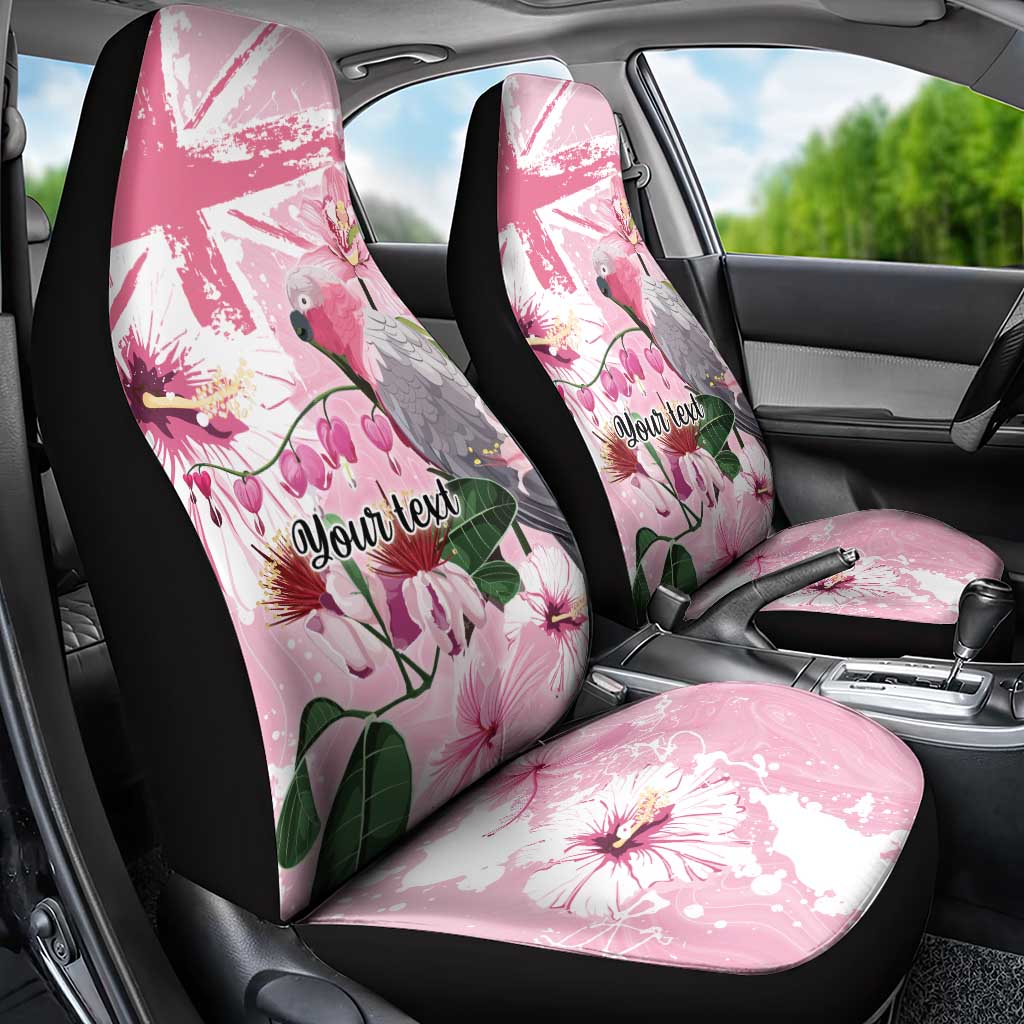 Personalised Australia Day Car Seat Cover Pink Parrot Bird Opal Art - Aussie Hoodie