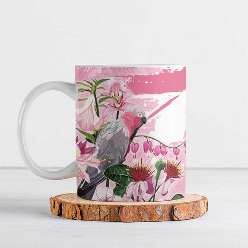 Personalised Australia Day Ceramic Mug Pink Parrot Bird Opal Art - Aussie Hoodie