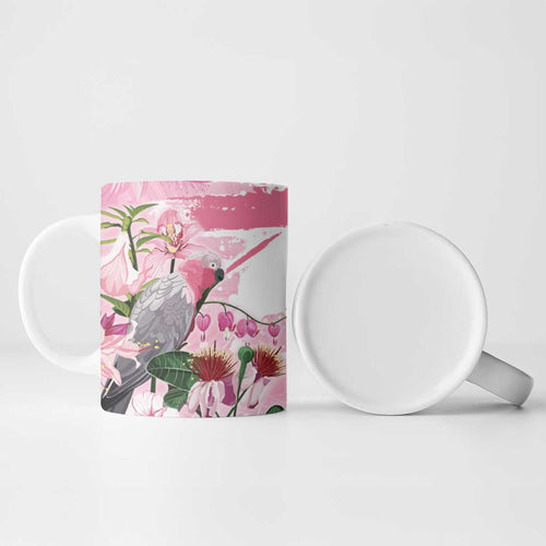 Personalised Australia Day Ceramic Mug Pink Parrot Bird Opal Art - Aussie Hoodie